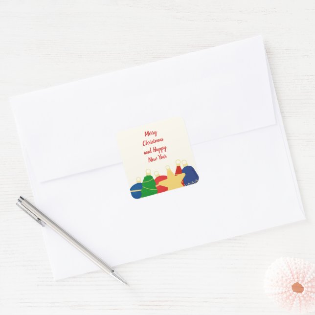 Cozy vintage Christmas ornaments Square Sticker (Envelope)