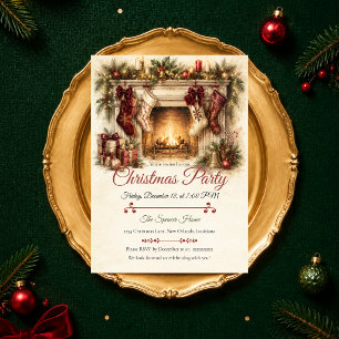 Cozy Vintage Christmas Party Invitation