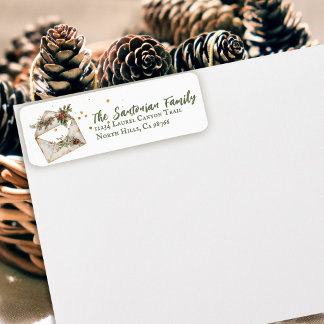 Cozy Vintage Christmas Red Holly Return Address