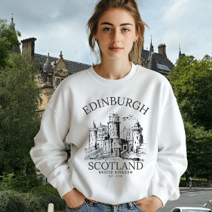 Cozy Vintage Edinburgh Castle Retro Design Sweatshirt