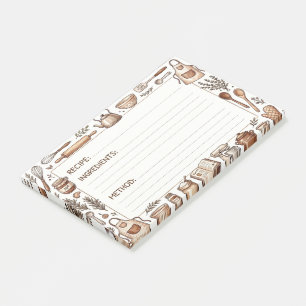 Cozy Vintage Kitchen & Baking Illustration Post-it Notes