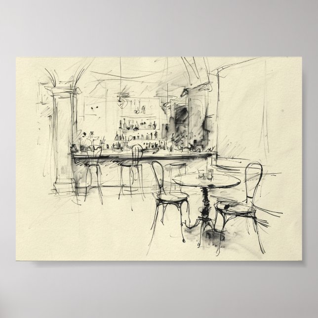 Cozy Vintage Restaurant Interior Poster (Front)