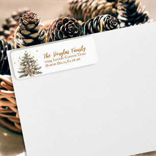 Cozy Vintage Rustic Christmas Tree Return Address