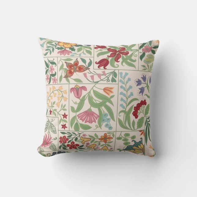 Cozy Vintage Wildflower Pattern Custom Throw Pillow (Front)