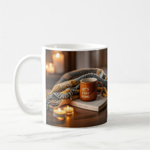 Cozy warm candle lit evening coffee mug