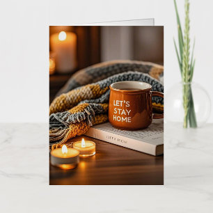 Cozy warm candle lit evening  foil greeting card