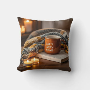 Cozy warm candle lit evening throw pillow