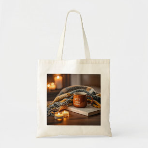 Cozy warm candle lit evening tote bag
