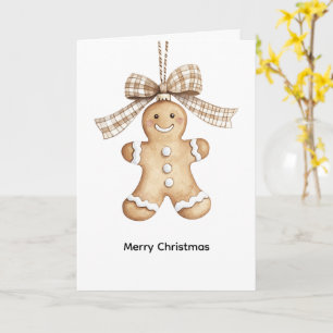 Cozy Warm Christmas Cute Happy Gingerbread Cookie Card