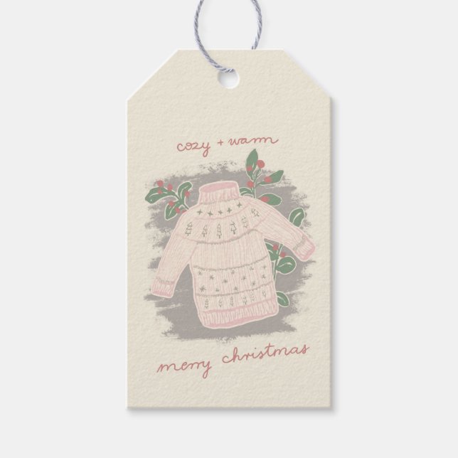 Cozy & Warm Christmas Gift Tag - Merry Christmas (Front)