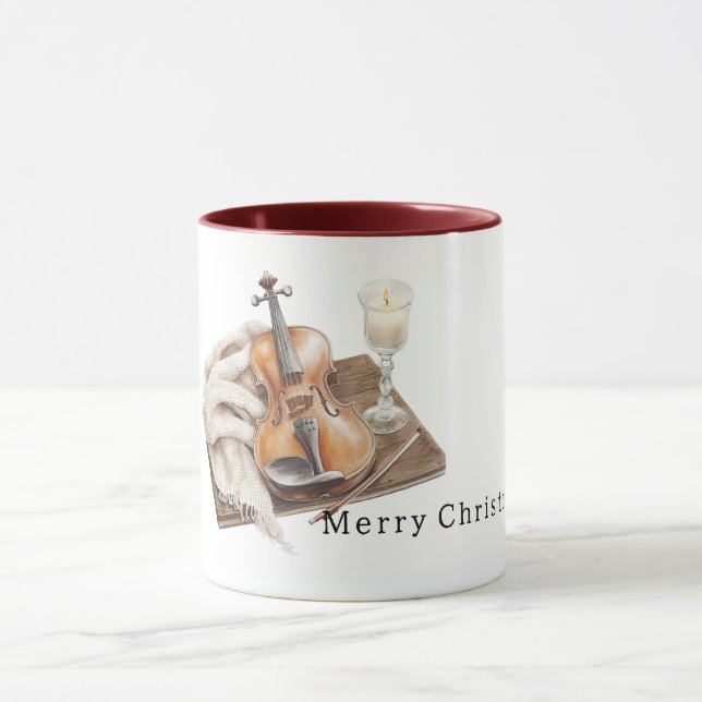 Cozy Warm Christmas Violin Candle Mug (Center)