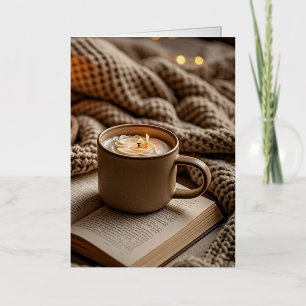 Cozy warm evening candles and blanket  foil greeting card