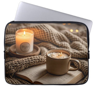 Cozy warm evening candles and blanket  laptop sleeve