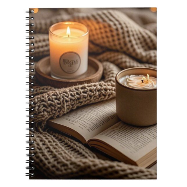 Cozy warm evening candles and blanket  notebook (Front)