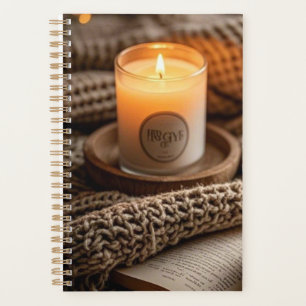 Cozy warm evening candles and blanket  planner