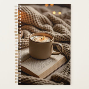 Cozy warm evening candles and blanket  planner