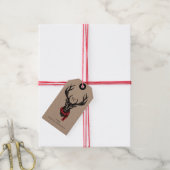 Cozy & Warm | Red Buffalo Plaid Reindeer Monogram Gift Tags (With Twine)