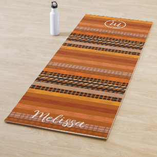 Cozy warm tones Yoga Mat. Custom name  & monogram  Mat