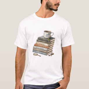 Cozy Watercolor Book Stack with Tea Cup Hygge Have T-Shirt