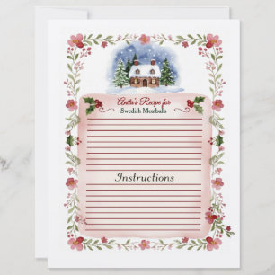 Cozy Watercolor Christmas Recipe Card - Editable