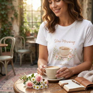 Cozy Watercolor Coffee & Floral Illustration Tri-Blend Shirt
