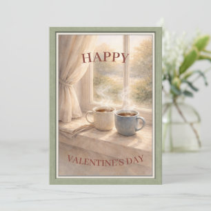 Cozy Watercolor Coffee Valentine’s Day for Couples Holiday Card