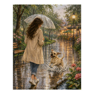 Cozy Watercolor Dog Illustration Poster