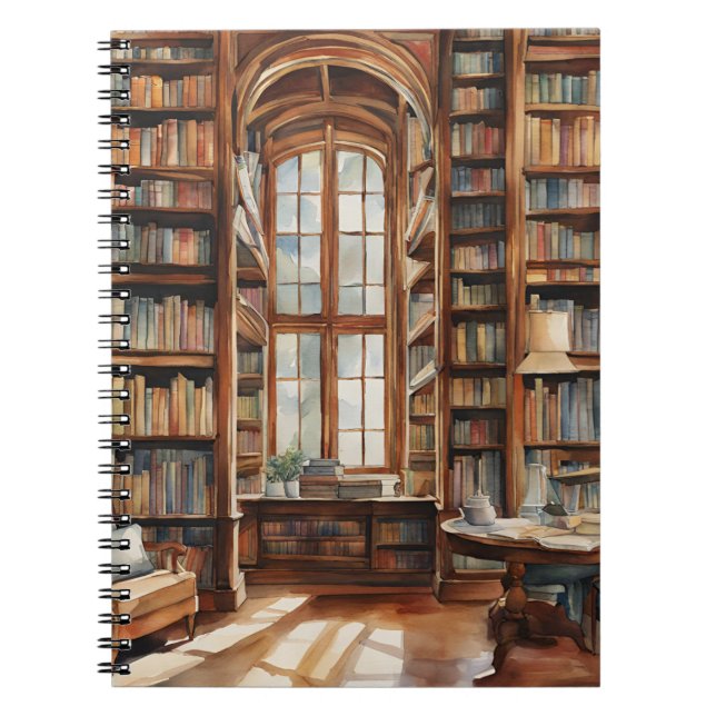 Cozy Watercolor Library Notebook (Front)