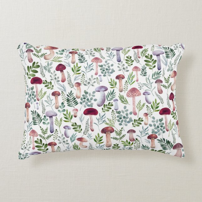 Cozy Watercolor Mushrooms Pattern   Accent Pillow (Front)