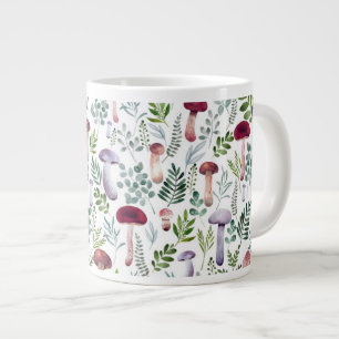 Cozy Watercolor Mushrooms Pattern    Large Coffee Mug