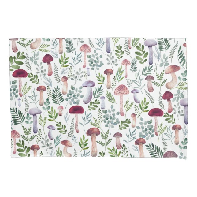 Cozy Watercolor Mushrooms Pattern   Pillowcase (Front)