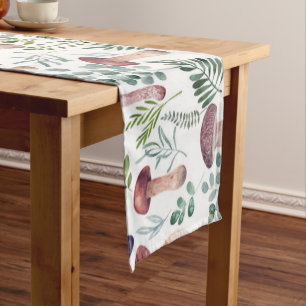 Cozy Watercolor Mushrooms Pattern    Short Table Runner