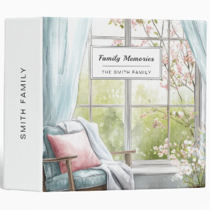Cozy Watercolor Reading Nook Window Spring Garden Binder