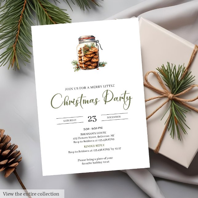 Cozy Watercolor Rustic Sage Christmas Party Invite (Cozy Watercolor Rustic Taupe Christmas Party Invitation

)