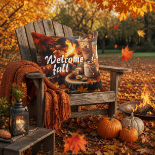 Cozy Welcome Fall Seasonal Outdoor Throw Pillow