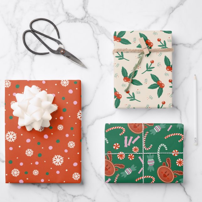 Cozy Whimsical Gift Wrapping Paper - Designs Set 3 (Front)