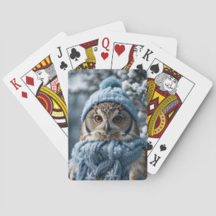 Cozy Whimsical Winter Wonderland Owl Playing Cards