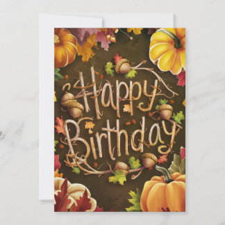 Cozy Whimsical Wish Autumn Fall Happy Birthday Card