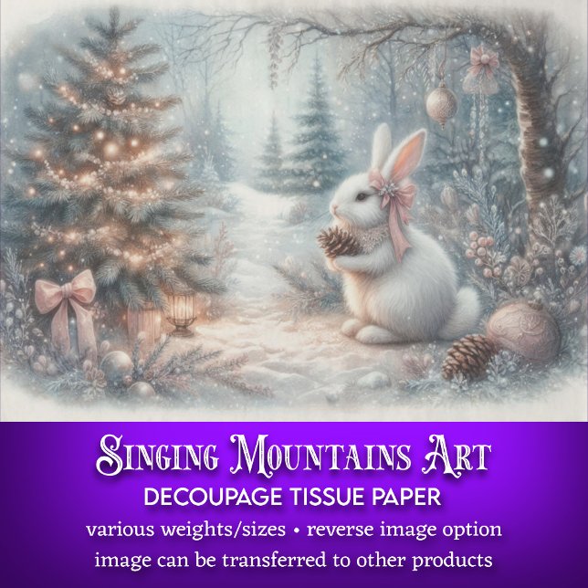 Cozy White Bunny Christmas Woodland Decoupage  Tissue Paper (Creator Uploaded)