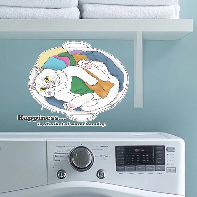 Cozy White Cat Laundry Basket Funny Blue (Creator Uploaded)
