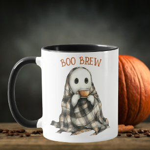 Cozy White Ghost Boo Brew Halloween Coffee Mug