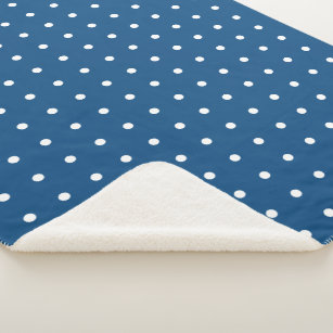 Cozy White Polka Dot Pattern on Blue Sherpa Blanket