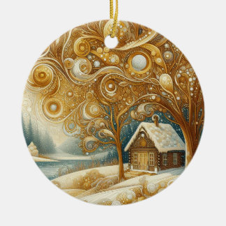 "Cozy Winter Abode" Ceramic Ornament