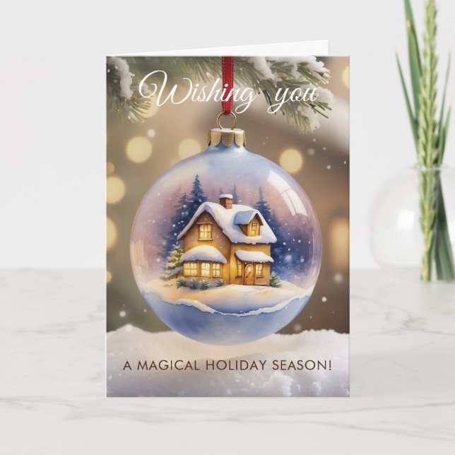 Cozy Winter Bauble Christmas Greeting Card  (Front)