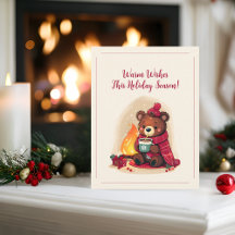 Cozy Winter Bear with Fireplace Christmas Cheer 