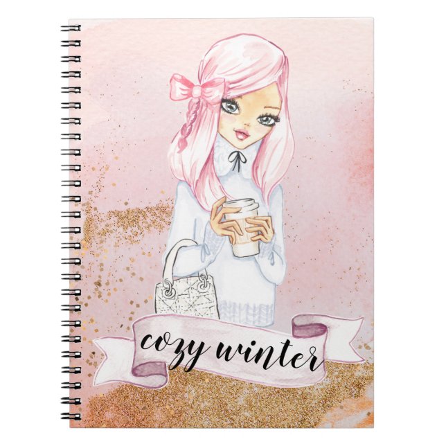 cozy winter blogger girl planner notebook (Front)