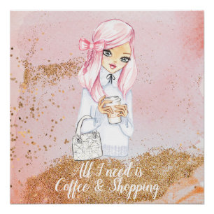 cozy winter blogger girl planner poster print