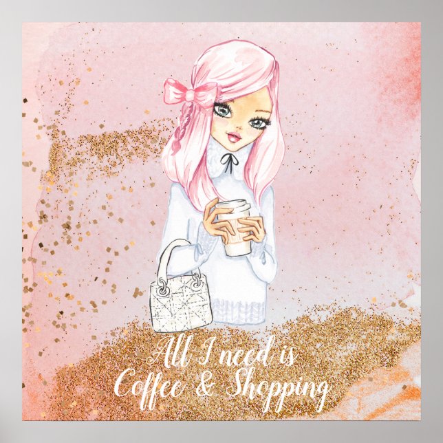 cozy winter blogger girl planner poster print (Front)