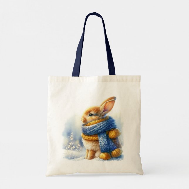 Cozy Winter Bunny Rabbit Tote Bag (Back)
