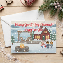 Cozy Winter Cabin and Snowman Family Christmas
